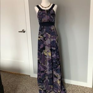 BCBG Paris blue/purple modern print dress